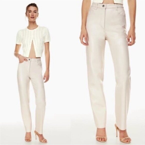 Aritzia Wilfred Melina Super High Rise Pants- faux Leather Size 8 - Picture 1 of 15
